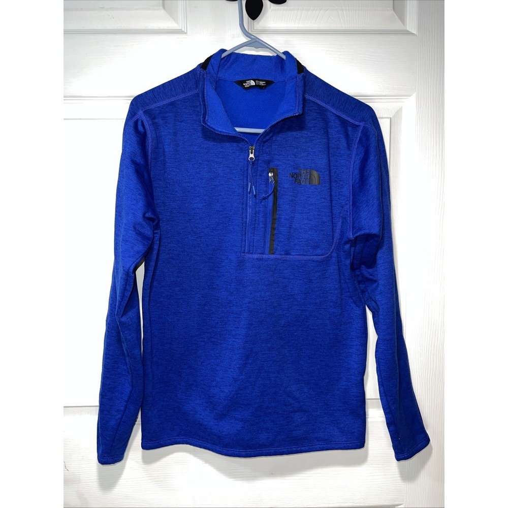 The North Face Sweater Mens Size Small Blue Quarter Zip Pockets Outdoor Hiking